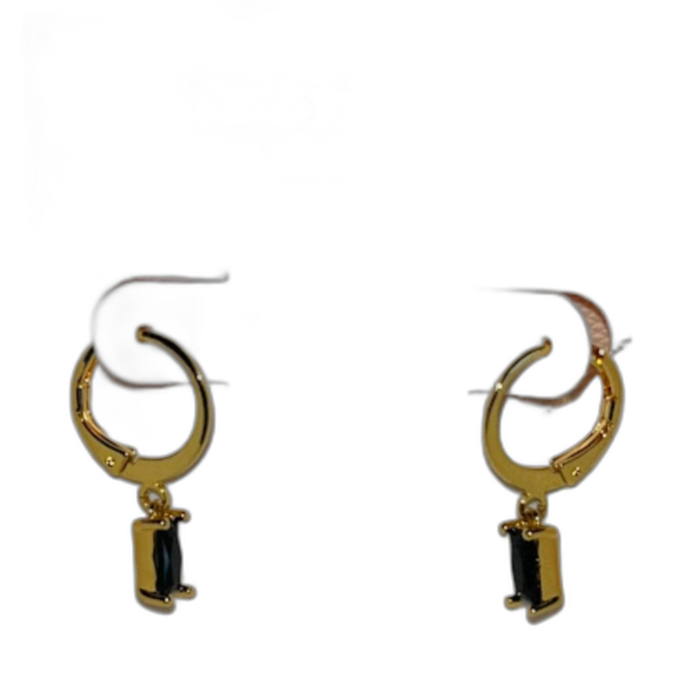 Alicia Bonnie Gold Hoop Earrings Black Charm Gemstone Drop Dangle Boho Chic NEW